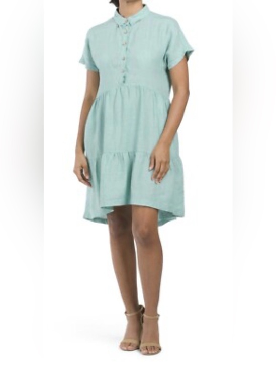 Tahari Dresses & Skirts - TAHARI 100% Linen Tiered 3/4 Agate
Dress Size L